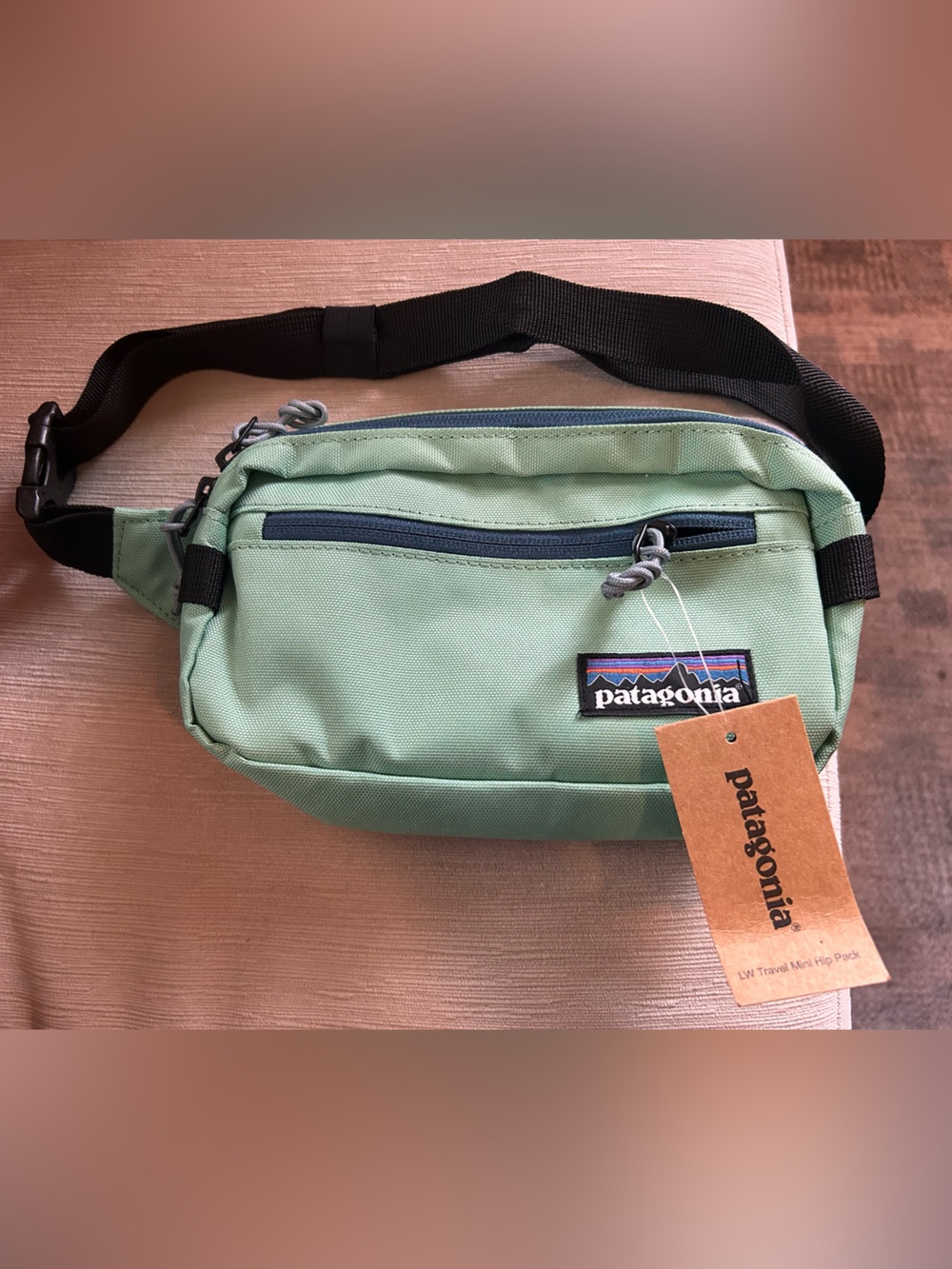 Patagonia Light Green Fanny Pack Mini Waist Pack with Black Strap